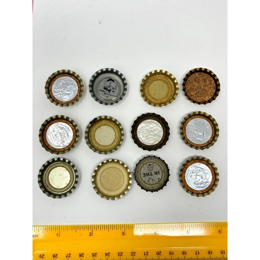 Lot of 12 Vintage Beer Bottle Caps Crowns Some Cork Lined Harlequin Arrow Bock